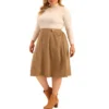 Agnes Orinda Women's Plus Size Casual Knee A- Line Faux Suede Skirts