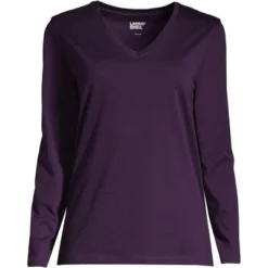Lands' End Women's Relaxed Supima Cotton Long Sleeve V-Neck T-Shirt -Cheap Clad Fine Store GUEST 917adbed 50e3 4808 8e45 5198b0ab623f