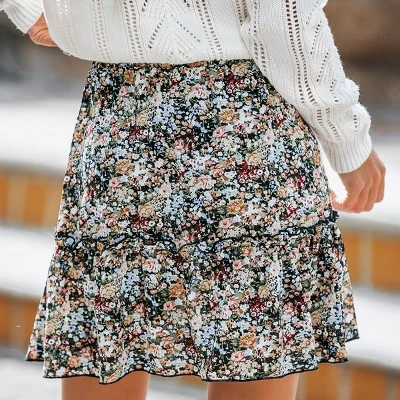 Women's Ditsy Floral Drawstring A-Line Skirt - Cupshe 6 Women's Ditsy Floral Drawstring A-Line Skirt - Cupshe - Image 4