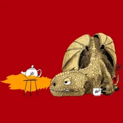 Junior's Design By Humans Dragon Making Tea By Djrbennett T-Shirt