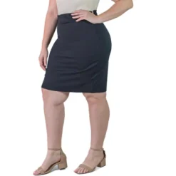 Plus Size Elastic Waistband Knee Length Skirt -Cheap Clad Fine Store GUEST 980d6353 5455 4f14 8756 a7163bafefcf