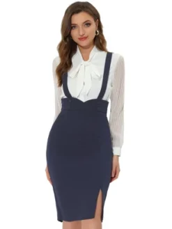Allegra K Women's High Waist Adjustable Strap Split Pencil Suspender Skirt -Cheap Clad Fine Store GUEST 9e2537bc 878a 4dc9 822d 7ebf1100617c