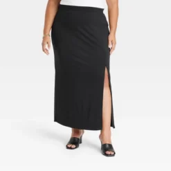 Women's Zip Slip Ponte Maxi A-Line Skirt - Ava & Viv™ Black -Cheap Clad Fine Store GUEST a1320b61 572a 4538 8a5d 72ee6beb0959
