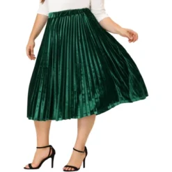 Agnes Orinda Women's Plus Size Velvet Pleated Elastic Waist Party Metallic Pleated Swing Midi A Line Skirts -Cheap Clad Fine Store GUEST a1bc91b2 3780 4baa aa8b d0e1a27feab0
