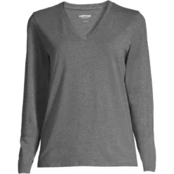 Lands' End Women's Relaxed Supima Cotton Long Sleeve V-Neck T-Shirt -Cheap Clad Fine Store GUEST a1ee3241 bbb7 4d08 8849 7d7af32e4ebb