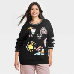 Women's Sanrio Hello Kitty And Friends Graphic Sweatshirt - Black -Cheap Clad Fine Store GUEST a28a1893 3fb1 46e5 9543 7c337cbc9f7a