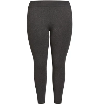 Women's Plus Size Pima High Rise Legging Charcoal - Petite | AVENUE LEISURE 4 Women's Plus Size Pima High Rise Legging Charcoal - Petite | AVENUE LEISURE - Image 2
