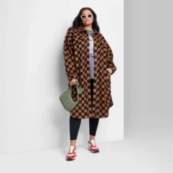 Women's Ascot + Hart Checkered Graphic Shacket - Brown -Cheap Clad Fine Store GUEST a7b97147 d079 467d ae4b 6bd5770c7069