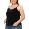 Agnes Orinda Women's Plus Size Tops V Neck Velvet Lace Trim Cami Tank Tops -Cheap Clad Fine Store GUEST a84e6813 2270 4c2e 87e1 3c14c75ccd6c