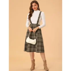Allegra K Women's Vintage Plaid A-Line Tartan Suspender Midi Skirt -Cheap Clad Fine Store GUEST a856c901 ade6 4581 b29f 148e66333122