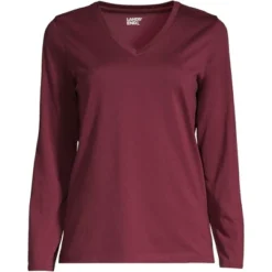 Lands' End Women's Relaxed Supima Cotton Long Sleeve V-Neck T-Shirt -Cheap Clad Fine Store GUEST ab8de26e 3c5b 4057 914a 674d62c99ea2