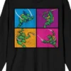 Teenage Mutant Ninja Turtles TMNT Four Square Fighters Women's Black Long Sleeve Shirt -Cheap Clad Fine Store GUEST ac002b0b 602f 4e69 a804 bb247c3636de