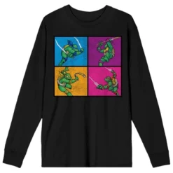 Teenage Mutant Ninja Turtles TMNT Four Square Fighters Women's Black Long Sleeve Shirt -Cheap Clad Fine Store GUEST ad16658b d032 4c26 8ea9 6a083974e174