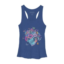 Women's Design By Humans Floral Butterfly Skull Funny Halloween Costume Hippie Flower By JeilJersey Racerback Tank Top -Cheap Clad Fine Store GUEST ad19f554 11af 47de b7d2 a45990fa5123