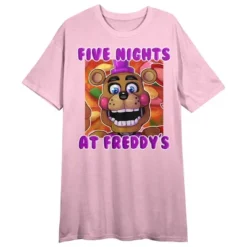Five Nights At Freddy's Freddy Face On Colorful Background Crew Neck Short Sleeve Cradle Pink Women's Night Shirt -Cheap Clad Fine Store GUEST ad792542 b482 47f9 97b0 cc2020dd86d9
