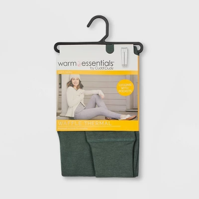 Warm Essentials By Cuddl Duds Women's Waffle Ribbed Trimmed Leggings With Pockets 3 Warm Essentials By Cuddl Duds Women's Waffle Ribbed Trimmed Leggings With Pockets
