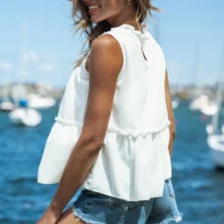 Women's Eyelet Ruffled Tank Top - Cupshe -Cheap Clad Fine Store GUEST b037f0c3 91fc 4336 ab4c e625c2355f44