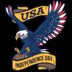 Junior's Design By Humans July 4th Eagle USA Cartoon By TshirtforHumans T-Shirt