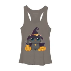Women's Design By Humans Black Cat With Jack O Lantern Halloween Shirt By Thebeardstudio Racerback Tank Top -Cheap Clad Fine Store GUEST b216a292 4101 4ac7 97ca 22ba4f8bd54a
