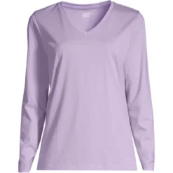 Lands' End Women's Relaxed Supima Cotton Long Sleeve V-Neck T-Shirt -Cheap Clad Fine Store GUEST b2c68800 4793 490a babb bc2869bbc5e5