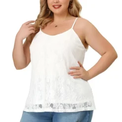 Agnes Orinda Women's Plus Size Lace Floral Adjustable Strap Elegant Camisole -Cheap Clad Fine Store GUEST b80f6e22 e2f7 489e 89a9 28f076b62c96