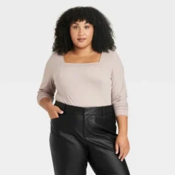 Women's Long Sleeve Slim Fit Corset T-Shirt - Ava & Viv™ -Cheap Clad Fine Store GUEST bbe5a08f 81a7 403b 988d 9b27c10f0234