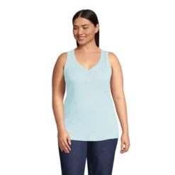 Lands' End Women's 2x2 Rib Henley Tank Top -Cheap Clad Fine Store GUEST bdc36eea 02c2 4290 ac36 5131b39ced3c