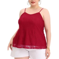 Agnes Orinda Women's Plus Size Lace Floral Adjustable Strap Elegant Camisole -Cheap Clad Fine Store GUEST bebe2da2 47fe 4a5f 816b 498ed82c3516