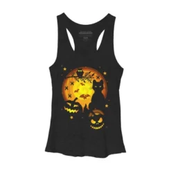 Women's Design By Humans Halloween Kitty By Artizan16 Racerback Tank Top -Cheap Clad Fine Store GUEST c062955e 91cc 426f bd27 f9a7200909a2