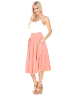Women's Flared Midi Skirt With Pockets - White Mark 25 Women's Flared Midi Skirt With Pockets - White Mark -Cheap Clad Fine Store GUEST c06d094a 426e 47fb 9ef8 bddcb0c49ed1