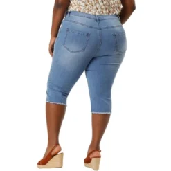 Agnes Orinda Women's Plus Size Capri Ripped Slash Pocket Raw Hem Denim Jeans -Cheap Clad Fine Store GUEST c0ba77c3 9e3f 4e9c b447 fea7bd7856f6