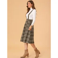 Allegra K Women's Vintage Plaid A-Line Tartan Suspender Midi Skirt -Cheap Clad Fine Store GUEST c11fe98a 3f52 4d58 b772 37d1777c3c8b