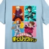 My Hero Academia Cast Crew Neck Short Sleeve Light Blue Women's NIght Shirt