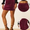 Allegra K Women's Velvet Party Bodycon Mini Ruched Skirt -Cheap Clad Fine Store GUEST c5239ba1 0c79 4ec8 b589 9f335db2ae72