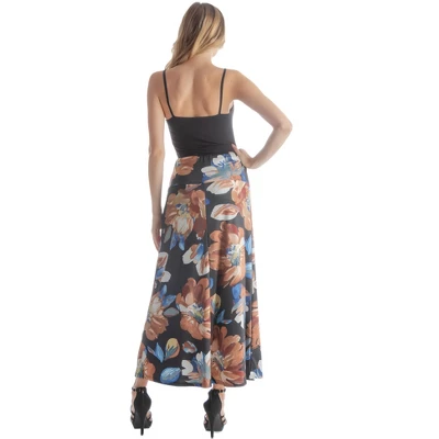 Womens Floral Elastic Waistband Maxi Skirt 3 Womens Floral Elastic Waistband Maxi Skirt