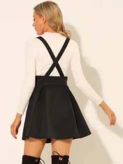 Allegra K Women's High Waist A-Line Lace Up Suspender Skirt -Cheap Clad Fine Store GUEST cb259d28 8e8f 4655 8118 dffd5a34f75f