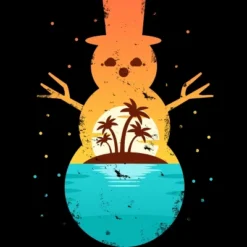 Women's Design By Humans Christmas In July Snowman Sunset By Destiny29 Racerback Tank Top