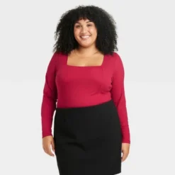 Women's Long Sleeve Slim Fit Corset T-Shirt - Ava & Viv™ -Cheap Clad Fine Store GUEST cbf3e025 1e7f 4fb5 81d9 1ea0ad153015