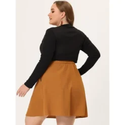 Agnes Orinda Women's Plus Size Corduroy Button Mid-Rise A-Line Mini Skirts -Cheap Clad Fine Store GUEST ccabb24d e08a 4f14 b117 4ac935726326