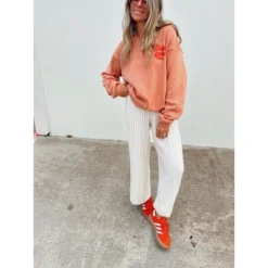 Women's Ascot + Hart Sunshine Fleece Graphic Pullover Sweatshirt - Orange -Cheap Clad Fine Store GUEST cf18f12e 7187 47cf 802b d20053729417