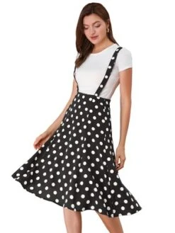 Allegra K Women's Vintage Polka Dots Midi Floral Suspender Skirt -Cheap Clad Fine Store GUEST d03e7c99 d7c0 4673 8e33 5606e770fd2b