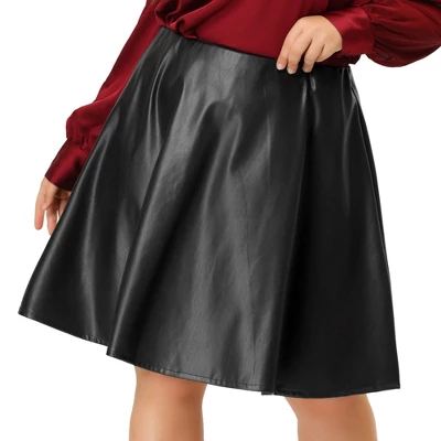 Agnes Orinda Women's Plus Size PU Skirt A-Line Versatile Flared Party Skirts 7 Agnes Orinda Women's Plus Size PU Skirt A-Line Versatile Flared Party Skirts - Image 6