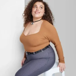 Women's Long Sleeve Sweetheart Neck Seamless Shirt - Wild Fable™ -Cheap Clad Fine Store GUEST d6393de2 9313 4ed9 83cf df8b0fec51e5