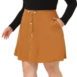 Agnes Orinda Women's Plus Size Corduroy Button Mid-Rise A-Line Mini Skirts -Cheap Clad Fine Store GUEST d73dc3e0 79c5 459a b7fa bea9ef506f65