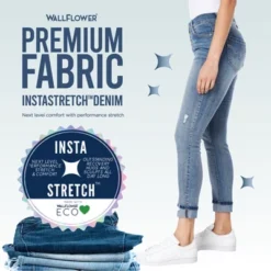 WallFlower Women's Flirty Curvy Skinny High Rise Insta Stretch Juniors Jeans (Standard And Plus) -Cheap Clad Fine Store GUEST d781a8fa ad79 4ac9 a134 137dde04ff54