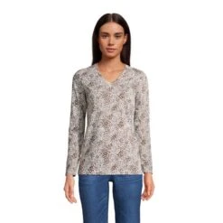 Lands' End Women's Relaxed Supima Cotton Long Sleeve V-Neck T-Shirt -Cheap Clad Fine Store GUEST dc56be45 94a8 4185 900f 114cec4b9e82