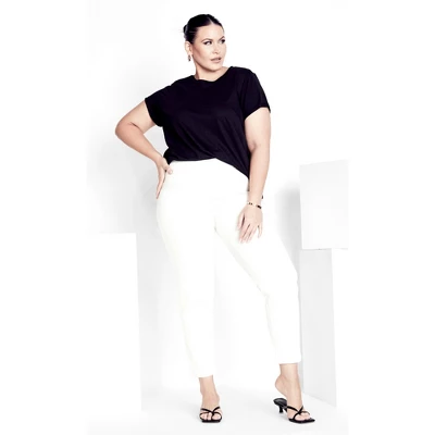 Women's Plus Size Butter Denim Pull On Jean White - Tall | AVENUE 5 Women's Plus Size Butter Denim Pull On Jean White - Tall | AVENUE - Image 3