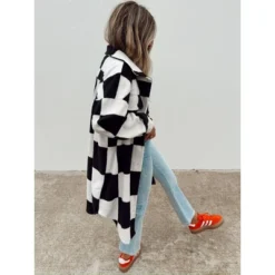 Women's Ascot + Hart Checkered Fleece Graphic Shacket -Cheap Clad Fine Store GUEST e18adfce 077b 4102 9e21 152274297d7b