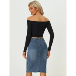 Allegra K Women's High Waist Split Hem Casual Denim Pencil Skirt -Cheap Clad Fine Store GUEST e626bd77 34bc 4621 a74e 1c5bacd0008c