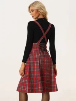 Allegra K Women's Plaid Midi Tartan Pinafore Skirt -Cheap Clad Fine Store GUEST e62ed3b8 39c5 4739 8d21 496ba0a1f20d